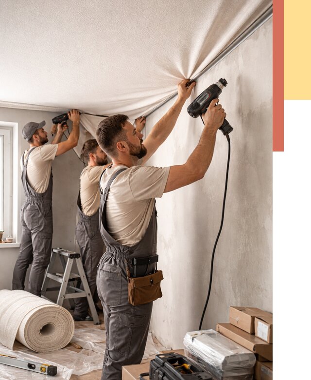 Монтаж фактурного натяжного потолка в Алексине от 824 руб. — ОТДЕЛОЧНИК-Лкс