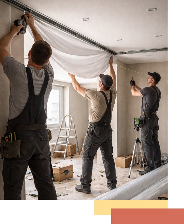 Монтаж парящего натяжного потолка под ключ в Алексине