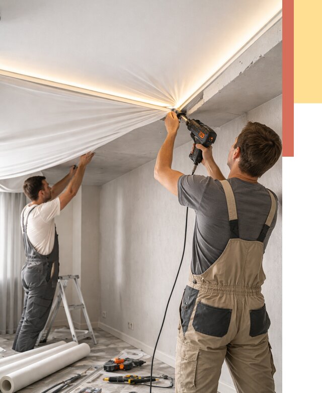 Монтаж натяжного потолка с подсветкой в Алексине от 1044 руб. | ОТДЕЛОЧНИК-Лкс