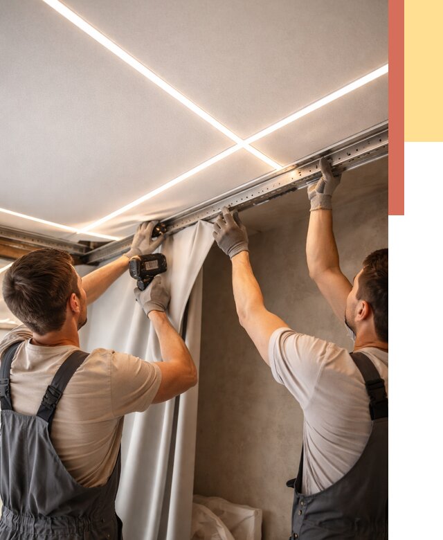 Монтаж натяжного потолка со световыми линиями в Алексине от 1319 руб. | ОТДЕЛОЧНИК-Лкс