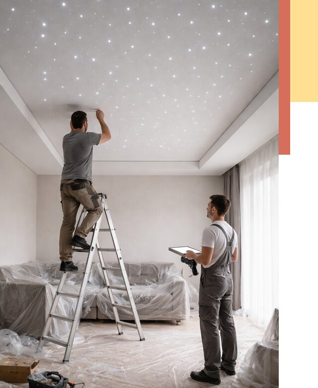 Монтаж натяжного потолка «звездное небо» в Алексине от 7142 руб. | ОТДЕЛОЧНИК-Лкс