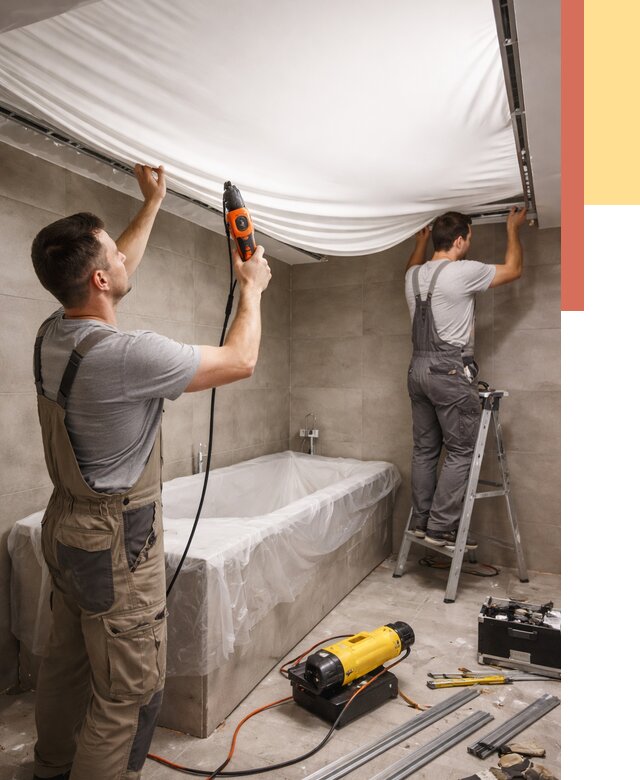 Монтаж натяжного потолка в ванной в Алексине от 1319 руб. под ключ | ОТДЕЛОЧНИК-Лкс