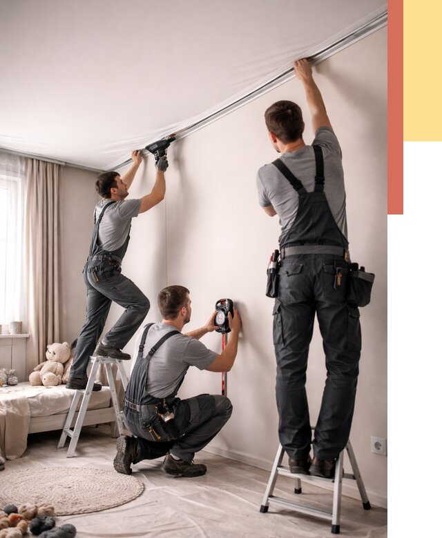 Монтаж натяжного потолка в детской в Алексине от 3846 руб. — быстро и недорого | ОТДЕЛОЧНИК-Лкс