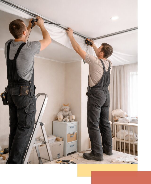 Монтаж натяжного потолка в детской комнате в Алексине