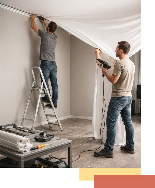 Монтаж натяжного потолка в студии в Алексине