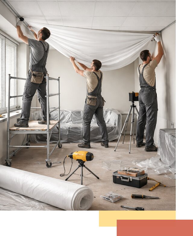 Монтаж натяжного потолка в офисе в Алексине