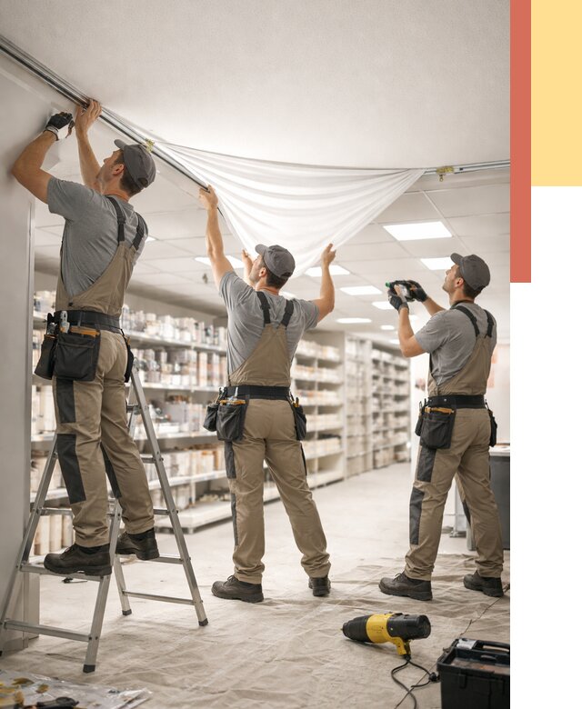 Монтаж натяжного потолка в магазине в Алексине от 4945 руб. быстро и недорого | ОТДЕЛОЧНИК-Лкс