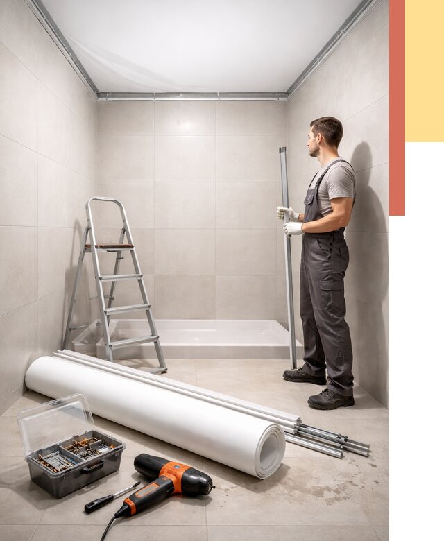 Монтаж натяжного потолка в санузле в Алексине от 2033 руб. — ОТДЕЛОЧНИК-Лкс