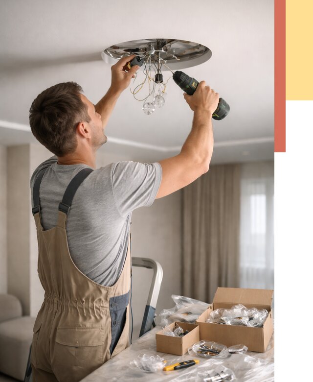 Установка люстры в натяжной потолок в Алексине от 1319 руб. | Быстро и недорого — ОТДЕЛОЧНИК-Лкс