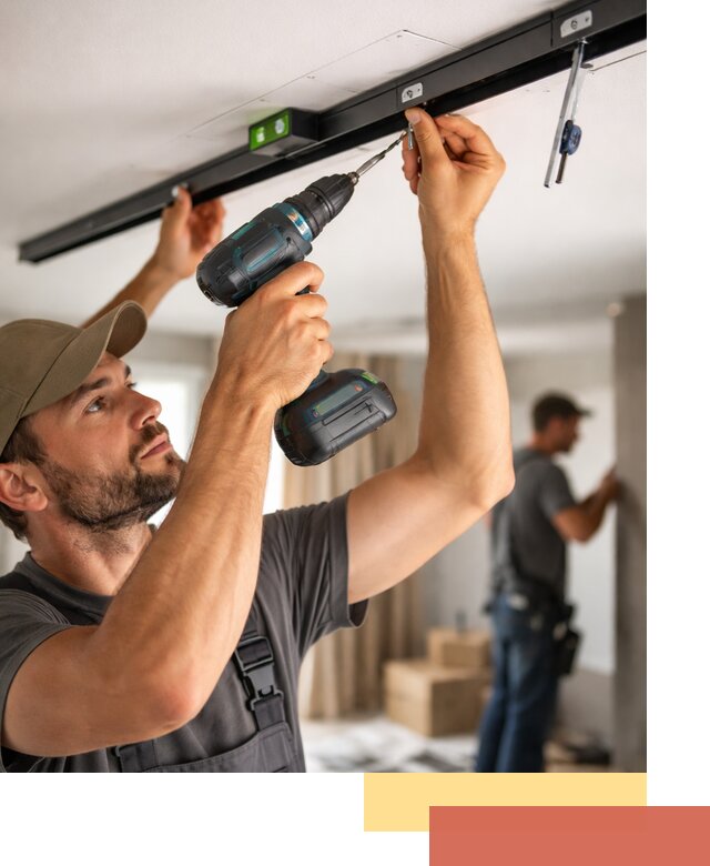 Установка трековых светильников в натяжной потолок в Алексине