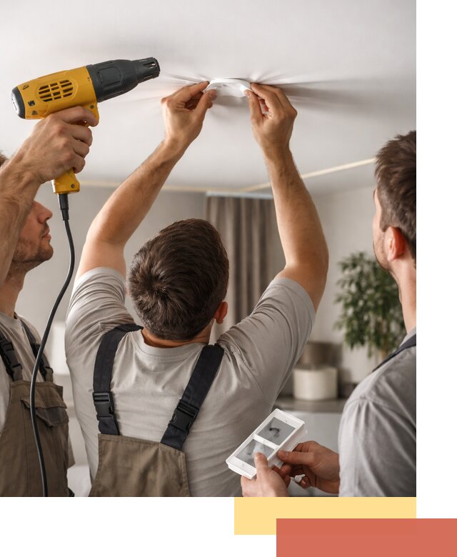 Ремонт прокола полотна натяжного потолка в Алексине