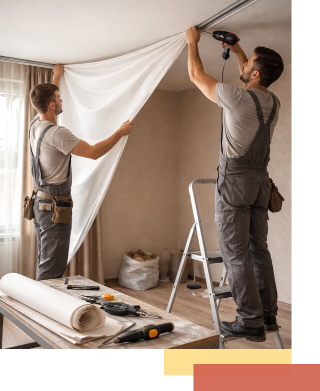 Замена полотна натяжного потолка в Алексине быстро и качественно