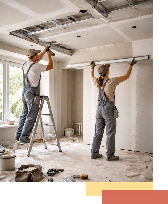 Монтаж многоуровневого потолка из гипсокартона в Алексине