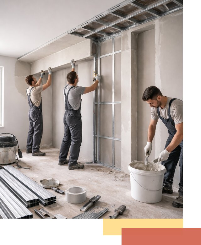 Монтаж потолка из гипсокартона с нишей в Алексине