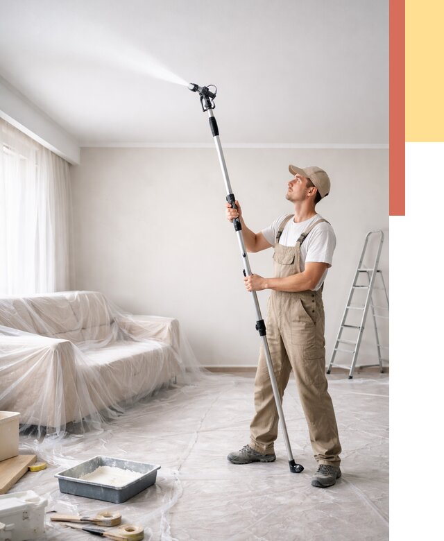 Покраска потолка краскопультом в Алексине от 4945 руб. быстро и недорого | ОТДЕЛОЧНИК-Лкс