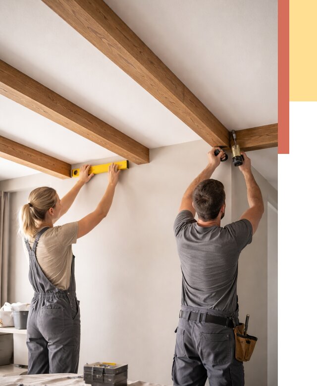 Монтаж декоративных балок на потолок в Алексине от 4615 руб. — ОТДЕЛОЧНИК-Лкс